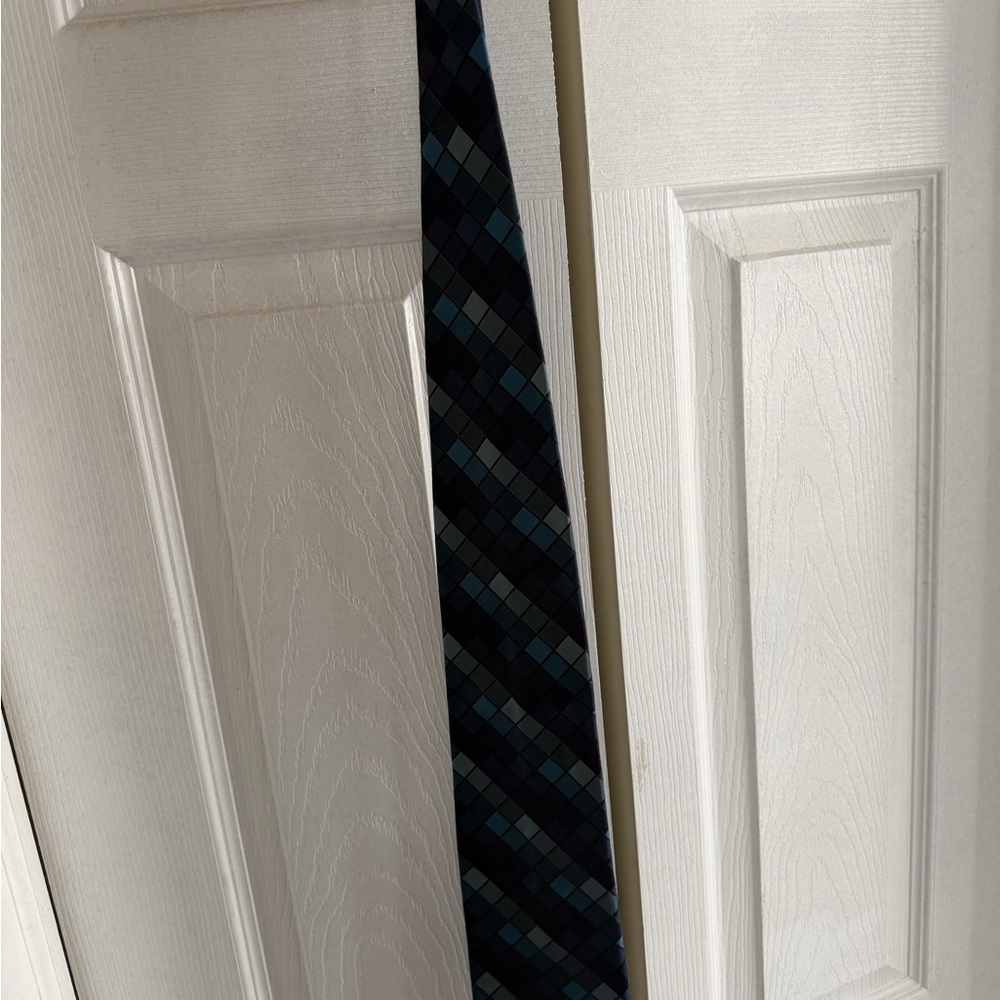 Bachrach Dark Blue and Black Checked Narrow Tie
